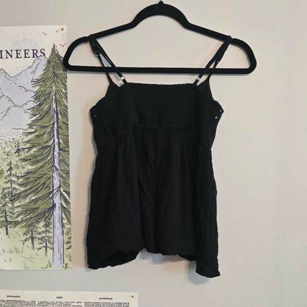 Hollister Y2K Black Sequin Embroidered Camisole Top Open Front Tie - Picture 2 of 8